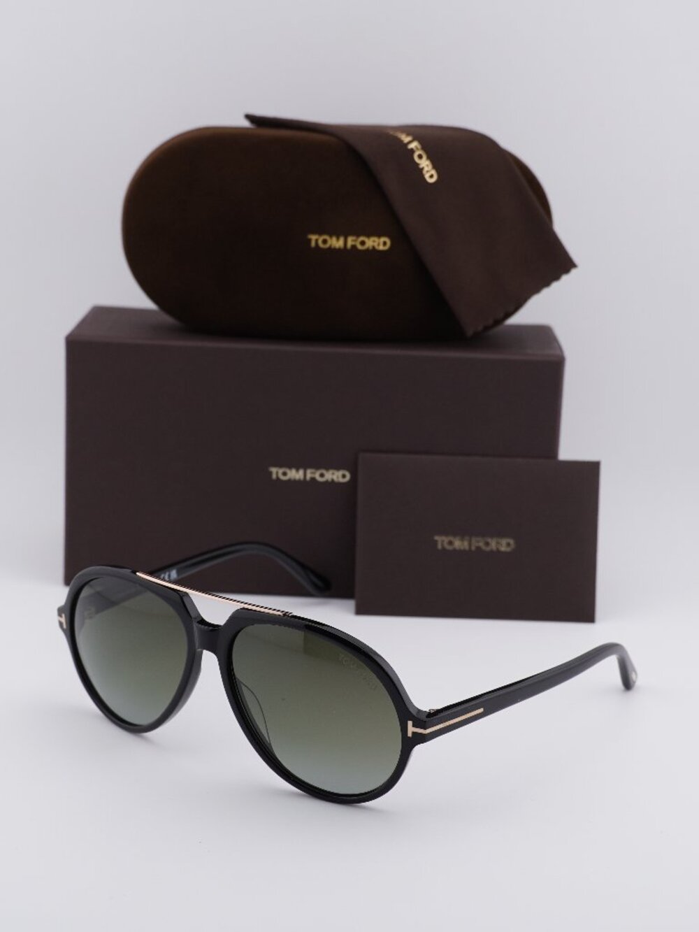 Tom Ford Aalto FT1210 01B Aviator Sunglasses - Shiny Black/Smoke Gradient